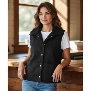 Ralph Lauren Winter Classic Faux Suede Sherpa Vest M Black Hooded Quiet Luxury